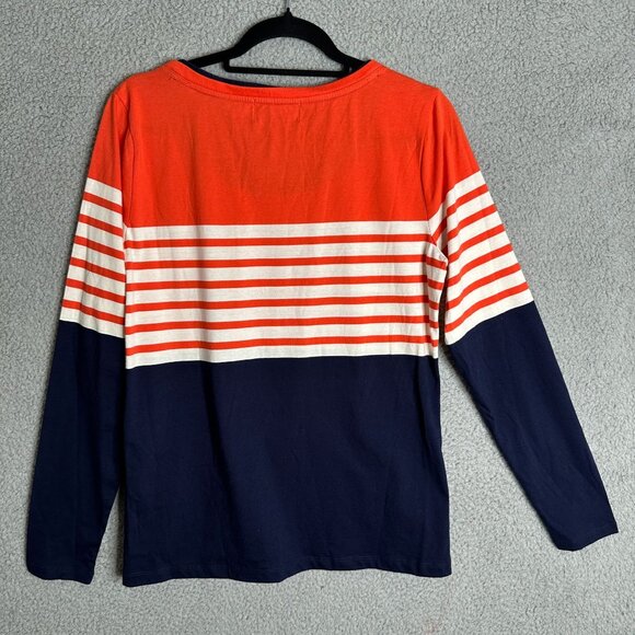 Ralph Lauren Active Preppy Stripe Top Navy Orange Large Y2K - Picture 2 of 8